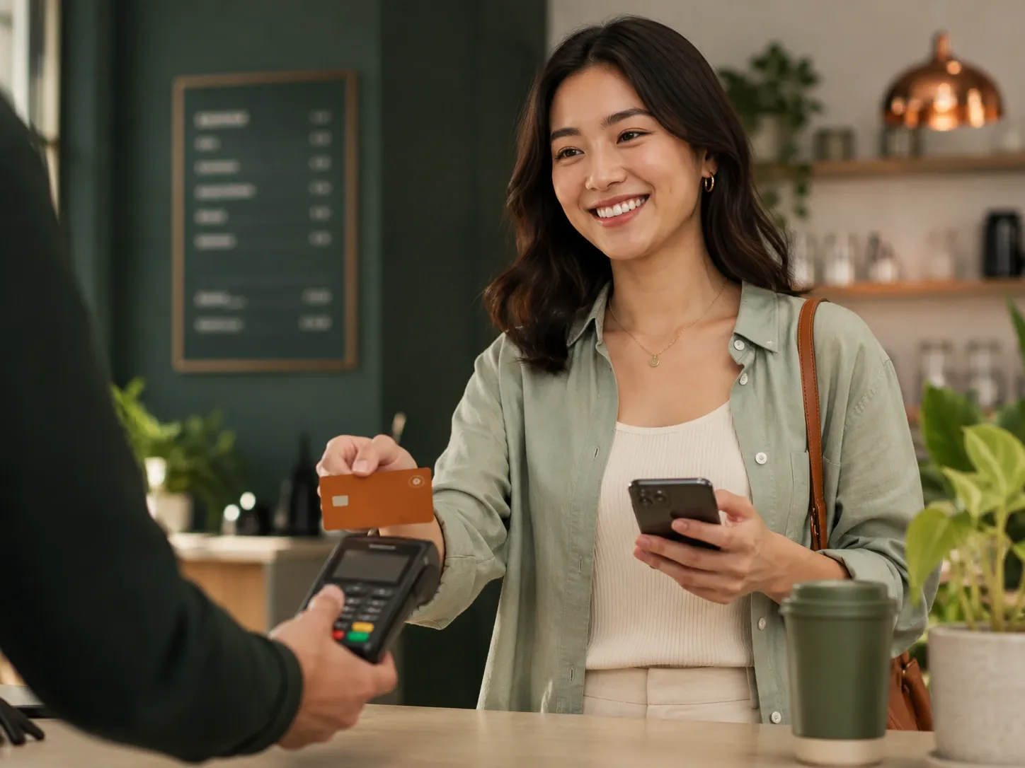 Tapping a card at a café