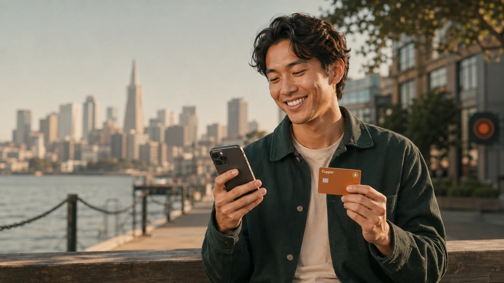 A member checking his balance on the Embarcadero